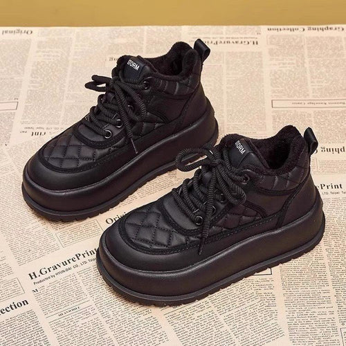 Damen Modische Plateau Sneakers mit Steppdesign Drune
