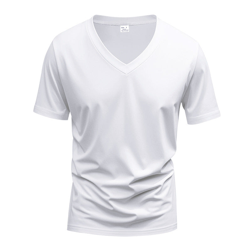 Herren V-Ausschnitt T-Shirt aus atmungsaktivem Baumwollmix mit modernem Schnitt Drune