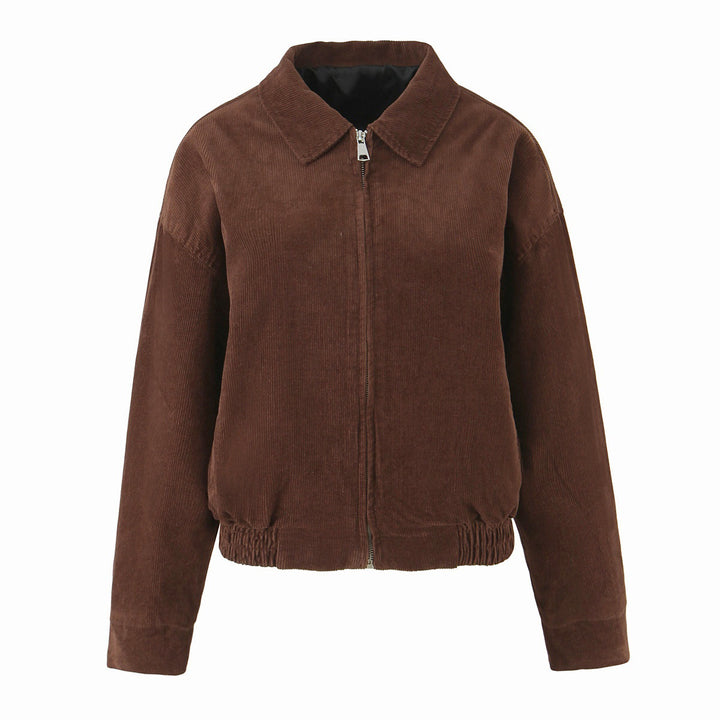 Damen Cordjacke aus Breitcord mit Reißverschluss, Hemdkragen und elastischem Saum Drune