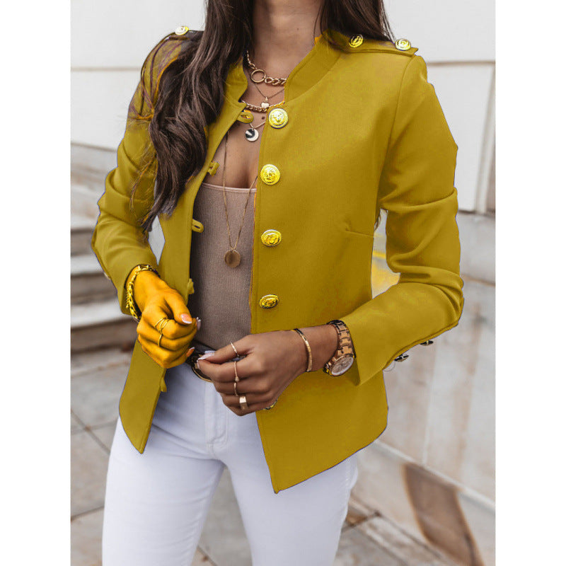 Damen modischer Blazer mit goldenen Knöpfen und schmalem Schnitt Drune