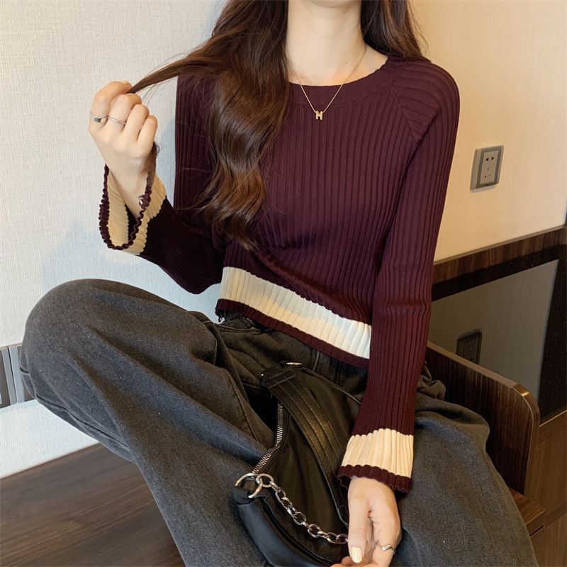 Damen modischer Rippstrickpullover mit lässigem Schnitt Drune
