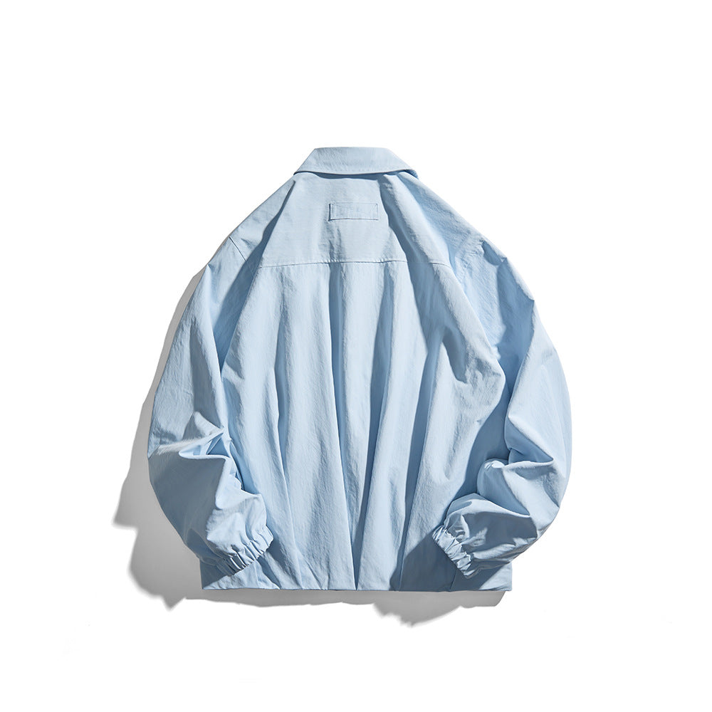 Unisex Leichte Hemdjacke im Boxy-Schnitt mit Holzknopfleiste und elastischen Bündchen Drune