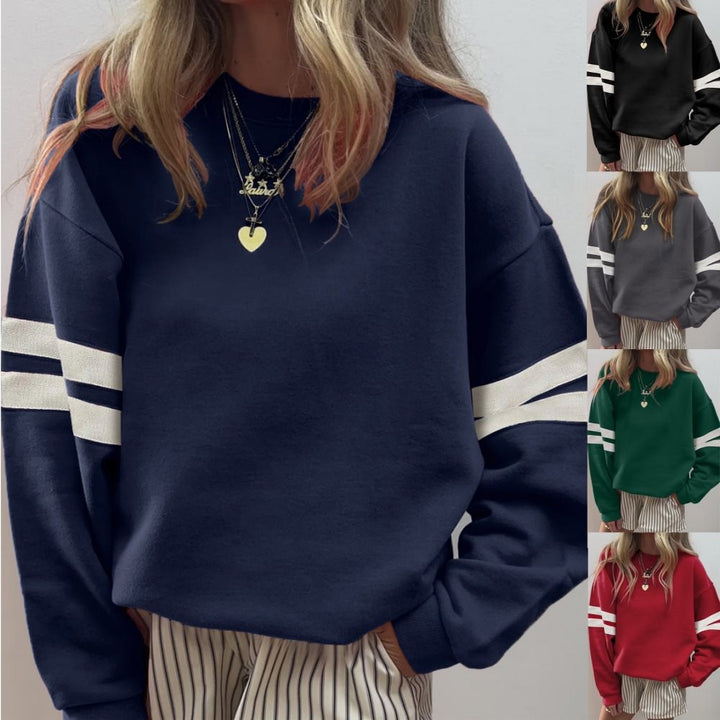 Damen Weit geschnittenes Sweatshirt mit Kontraststreifen an den Ärmeln Drune