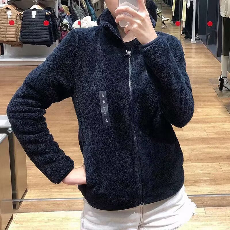 Damen gemütliche Fleecejacke mit hohem Kragen und praktischem Reißverschluss Drune