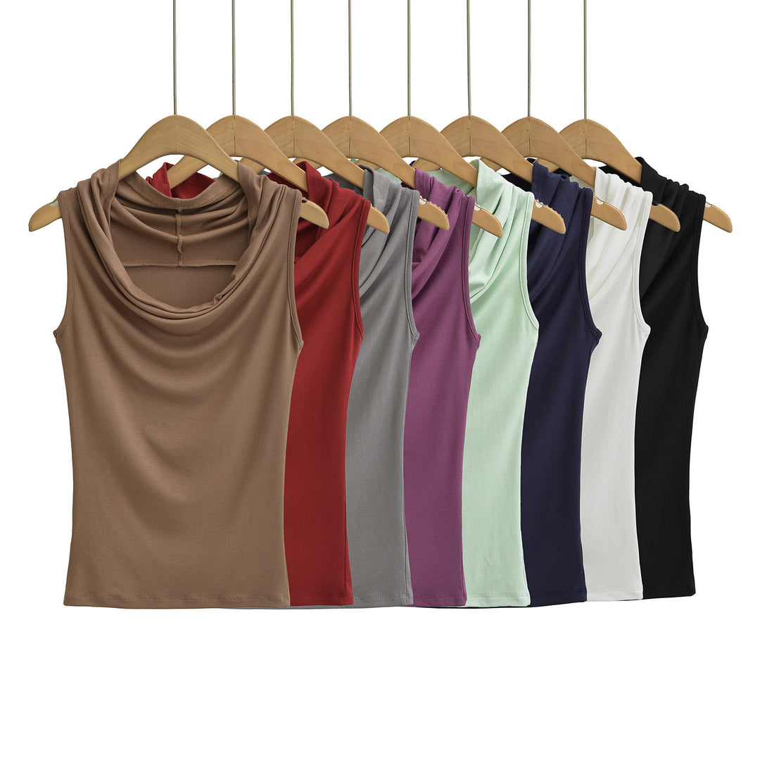 Damen ärmelloses Cowl-Top aus weichem, elastischem Material Drune