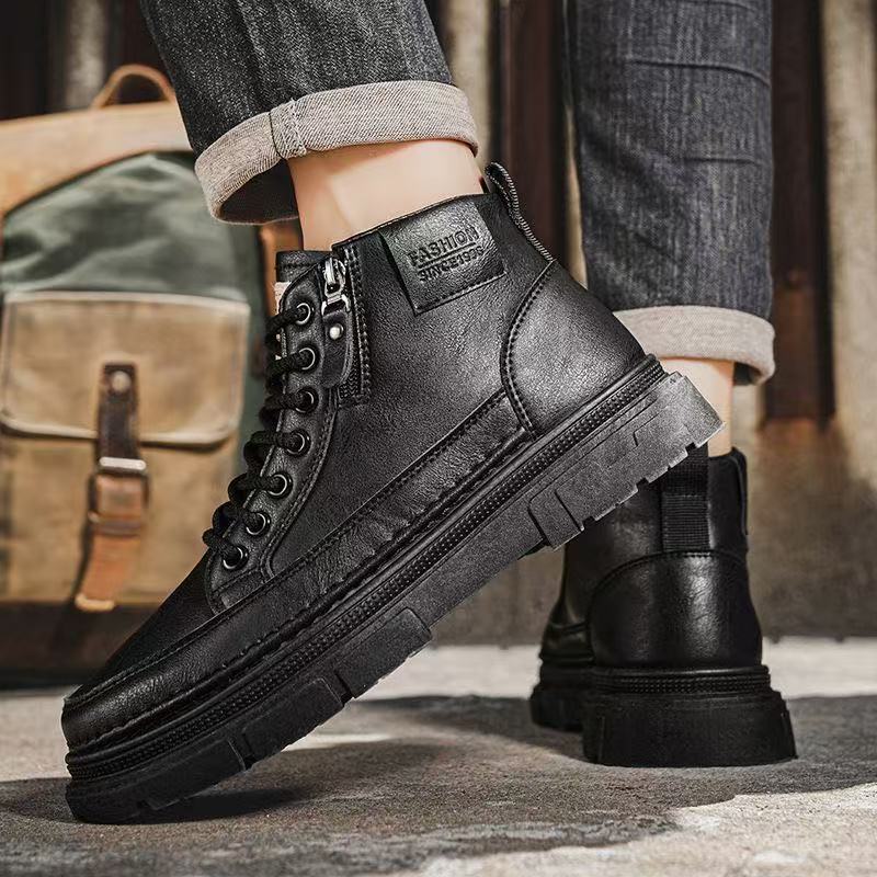 Herren Chunky-Boots mit Reißverschluss, gepolstertem Schaft und profilierter Sohle Drune