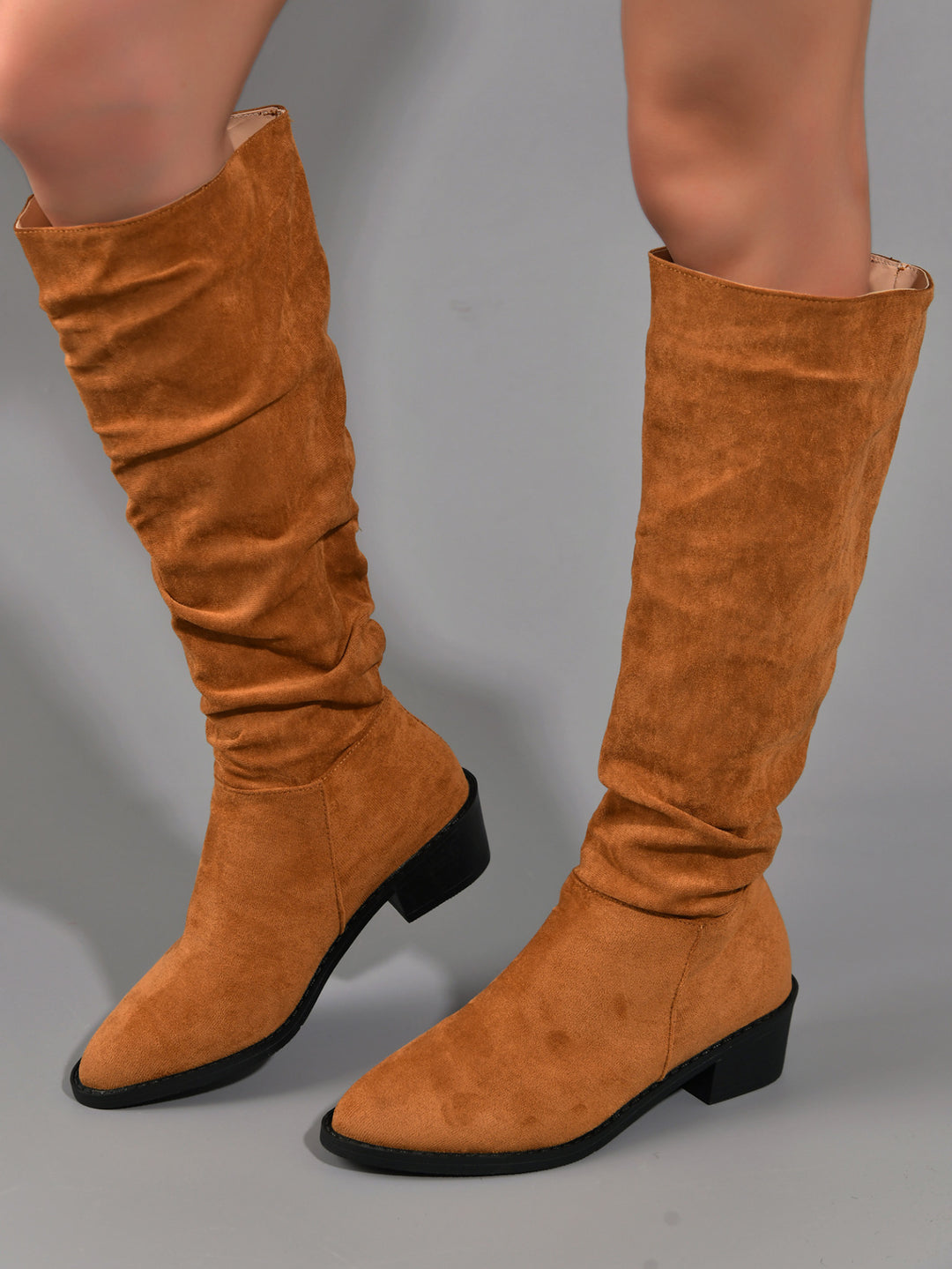 Damen modische Overknee-Stiefel aus weichem Wildleder Drune