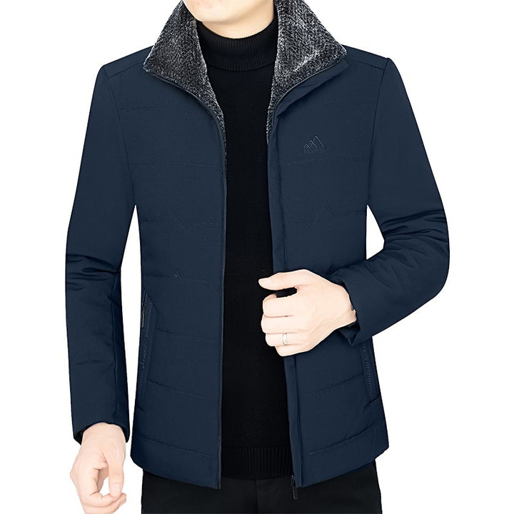 Herren Thermo-Stehkragenjacke mit weichem Teddyfutter und Reißverschlusstaschen Drune