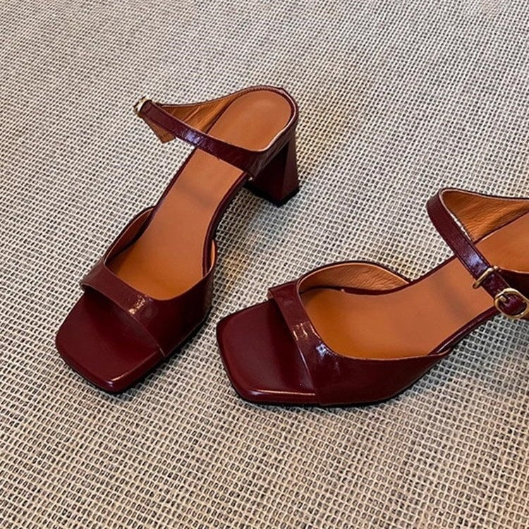 Damen Slingback Sandalen mit modischem Blockabsatz und elegantem Riemendesign Drune