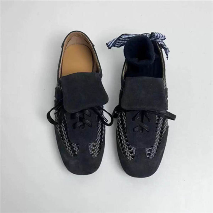 Damen Mokassin-Sneaker aus Veloursleder mit geflochtenen Einsätzen und umklappbarer Zunge Drune
