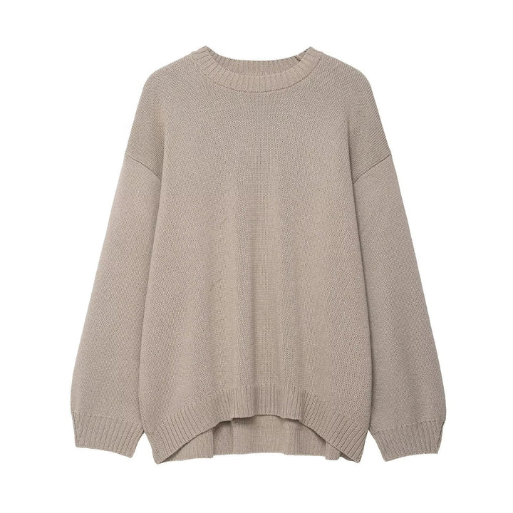 Damen Eleganter lässiger Strickpullover mit weiten Ärmeln Drune