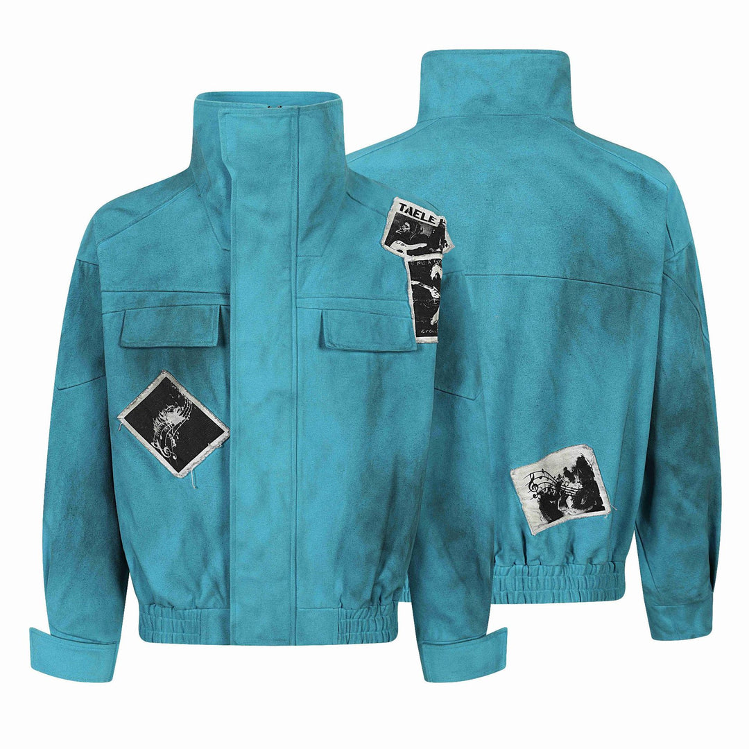 Damen Kurzer Boxy‑Blouson mit hohem Stehkragen, aufgesetzten Patches und elastischem Saum Drune