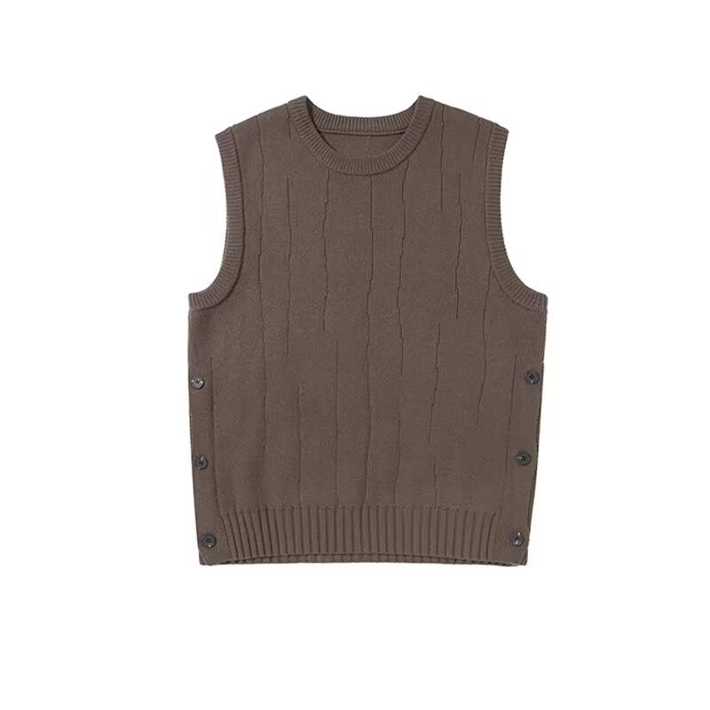 Damen Modische Strickweste mit Knopfdetails Drune