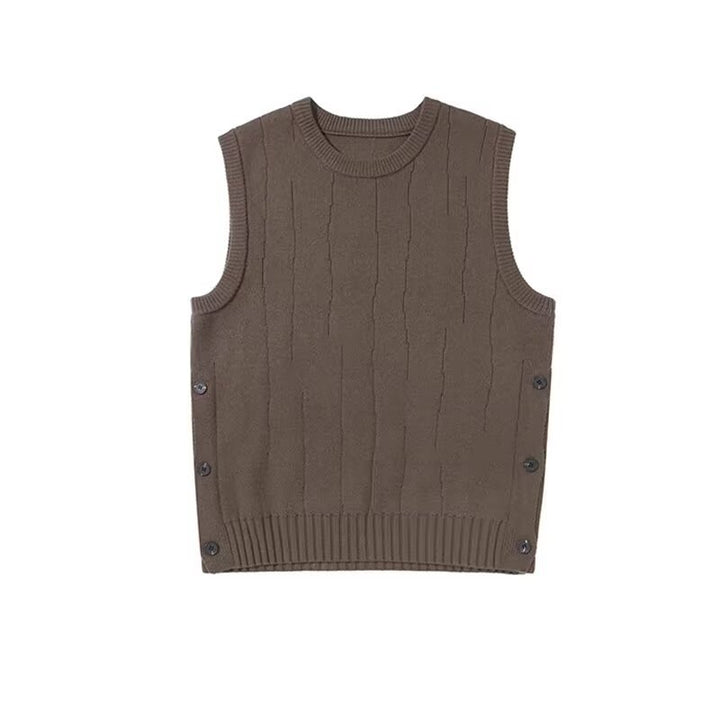 Damen Modische Strickweste mit Knopfdetails Drune