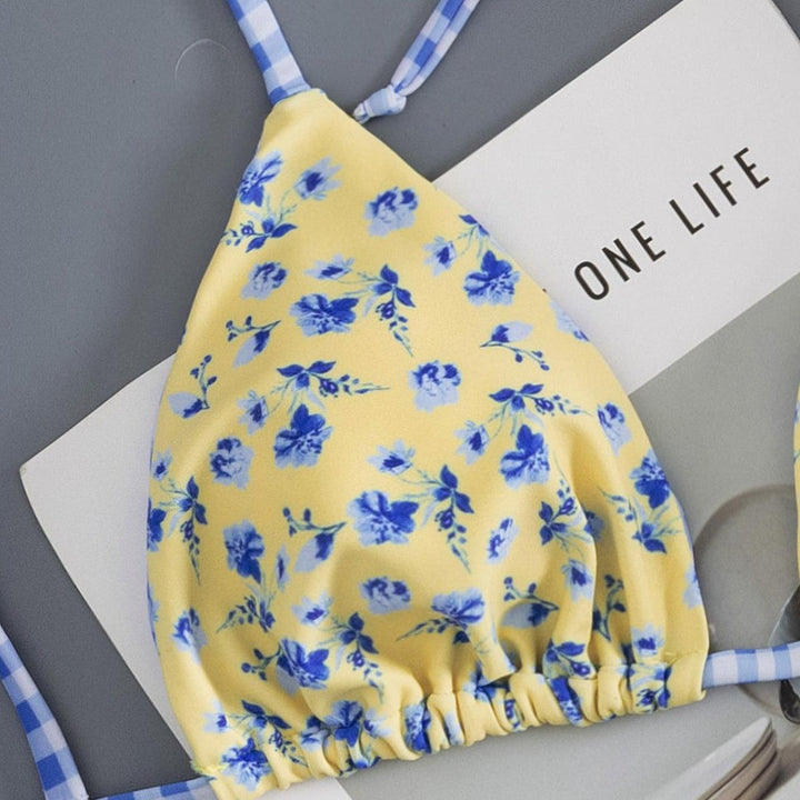 Damen Triangel-Bikini mit verspieltem Blütenmuster Drune