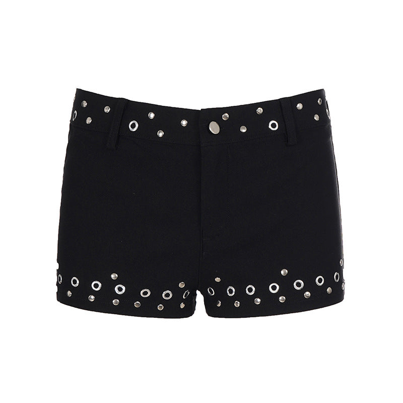 Damen modische Shorts mit Metallösen Drune