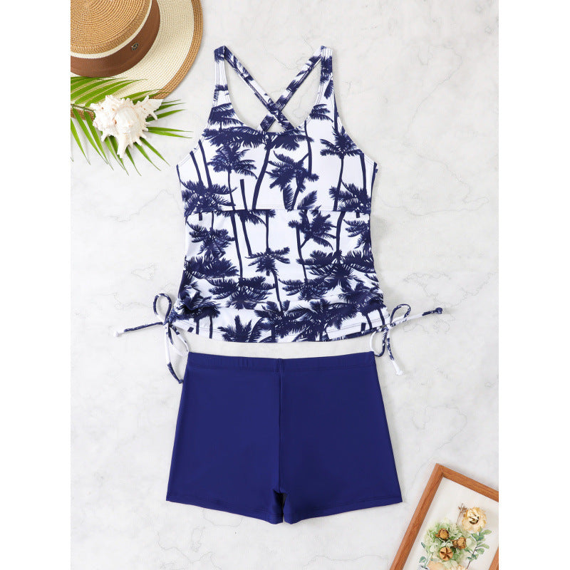 Damen Tankini-Set mit verstellbaren Trägern und modernen Palmendruck Drune