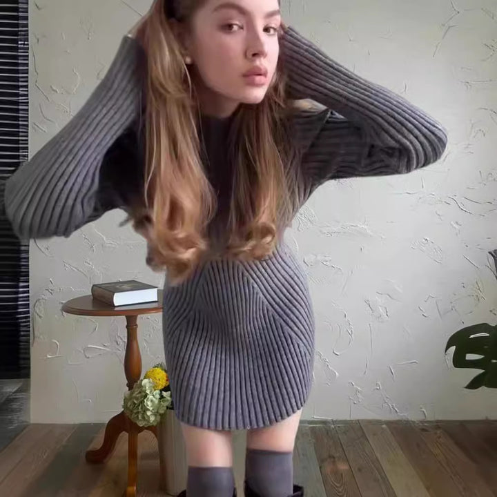 Damen Strickkleid mit strukturiertem Design und hoher Passform Drune
