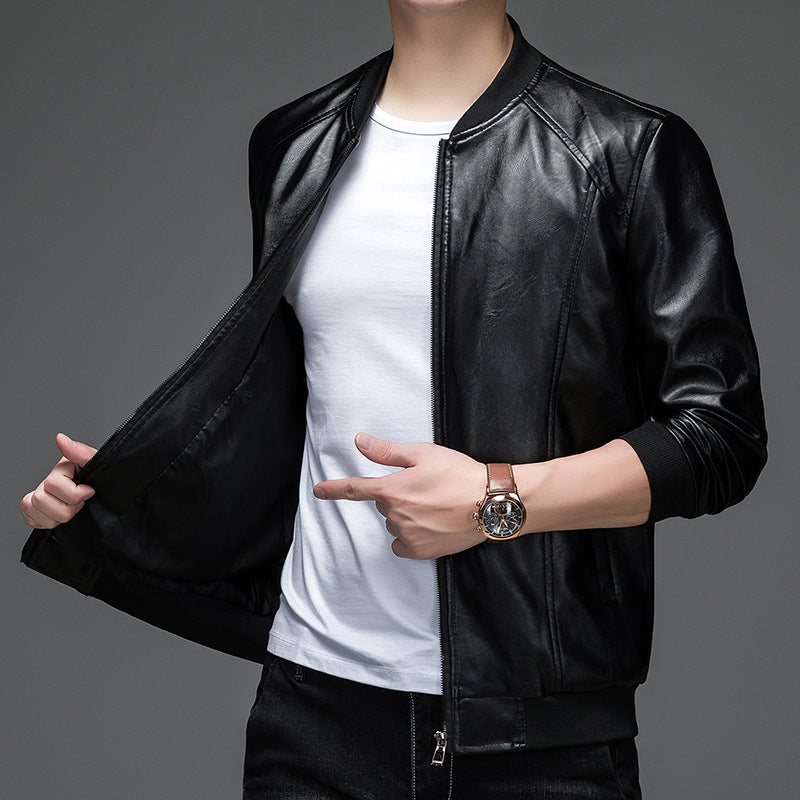 Herren Kunstleder Steppjacke mit elastischen Bündchen und modernem Schnitt Drune