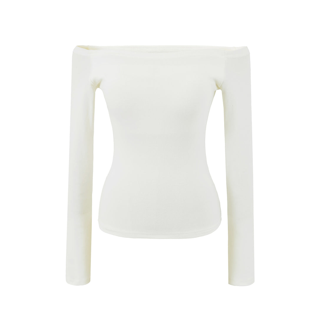 Damen Enganliegendes Off-Shoulder Longsleeve aus Stretch-Jersey Drune