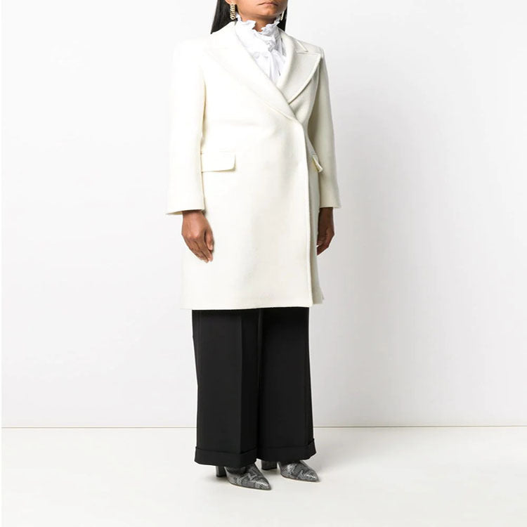 Damen Clean-Cut Longmantel mit überschnittenem Revers und klarer Tailoring‑Silhouette Drune