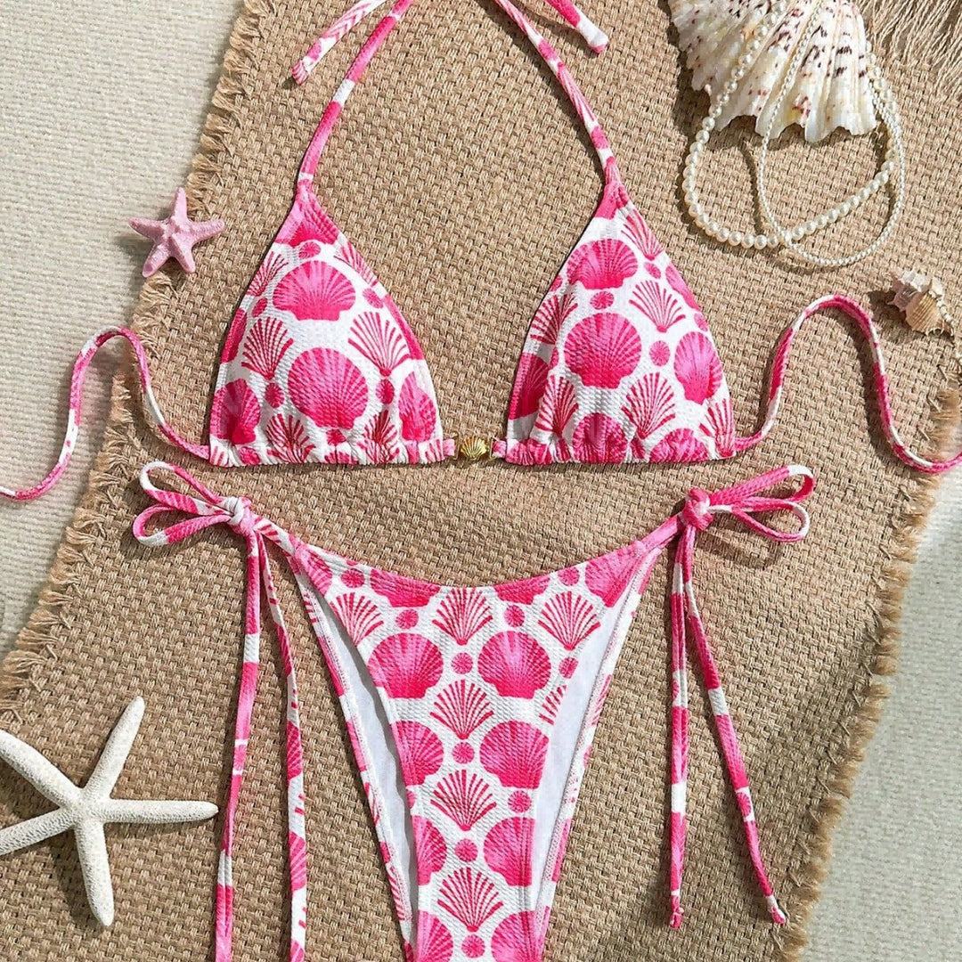 Damen Triangel-Bikini mit Muschel-Print und freundlichem Schnitt Drune