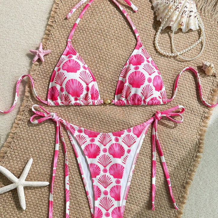 Damen Triangel-Bikini mit Muschel-Print und freundlichem Schnitt Drune
