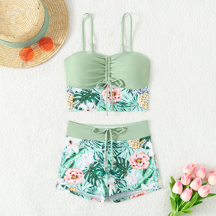 Damen Bikini-Set mit Raffung und edlem Blumendruck Drune