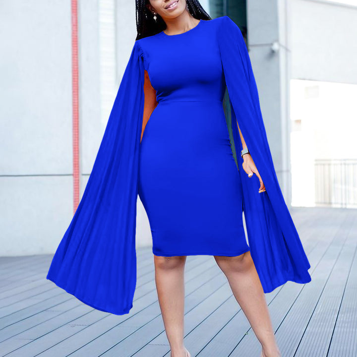 Damen Etui-Kleid mit dramatischen Plisseefaltenärmeln und elegantem Schnitt Drune