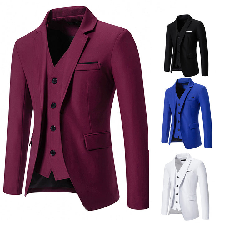 Herren nan elegantes Einreiher-Sakko mit passender Weste und schmalem Business-Schnitt Drune