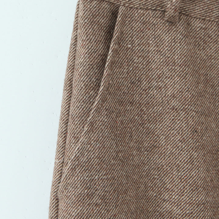Damen Hochtaillierte weite Wollmix-Hose mit geradem Bein Drune