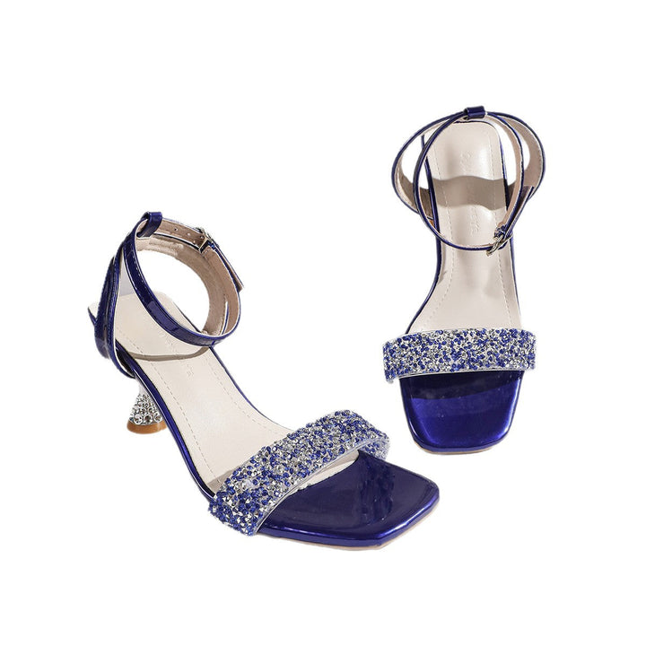 Damen Elegante Strass-Absatzsandalen mit verstellbarem Riemen und modischer Fußbettgestaltung Drune