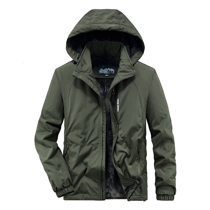 Herren Isolierte Outdoor-Übergangsjacke mit wärmendem Teddyfutter und Kapuze Drune