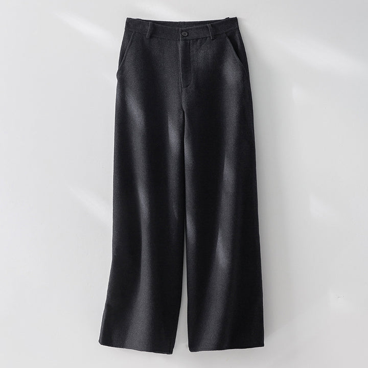 Damen Weite Wollhose mit hohem Bund und Taschen Drune