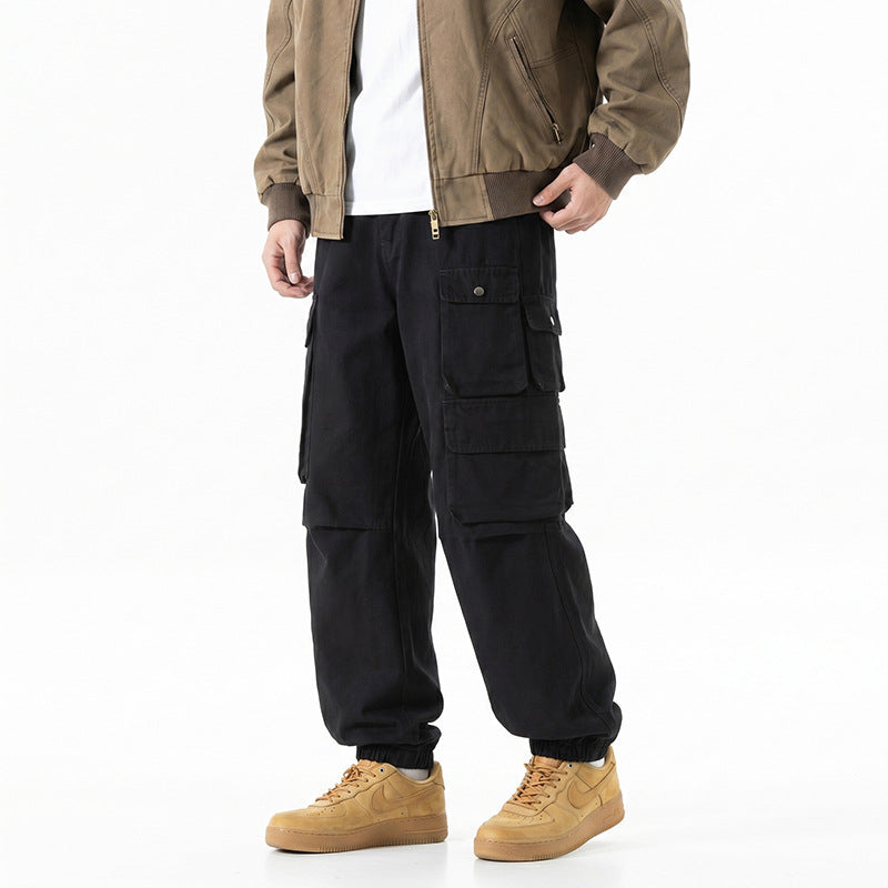 Herren Weite Convertible-Cargo-Hose im Tactical-Streetstyle mit Mehrfachklappentaschen und elastischem Knöchelabschluss Drune