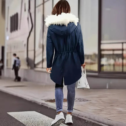 Damen gefütterte Winterjacke mit abnehmbarer Kapuze Drune