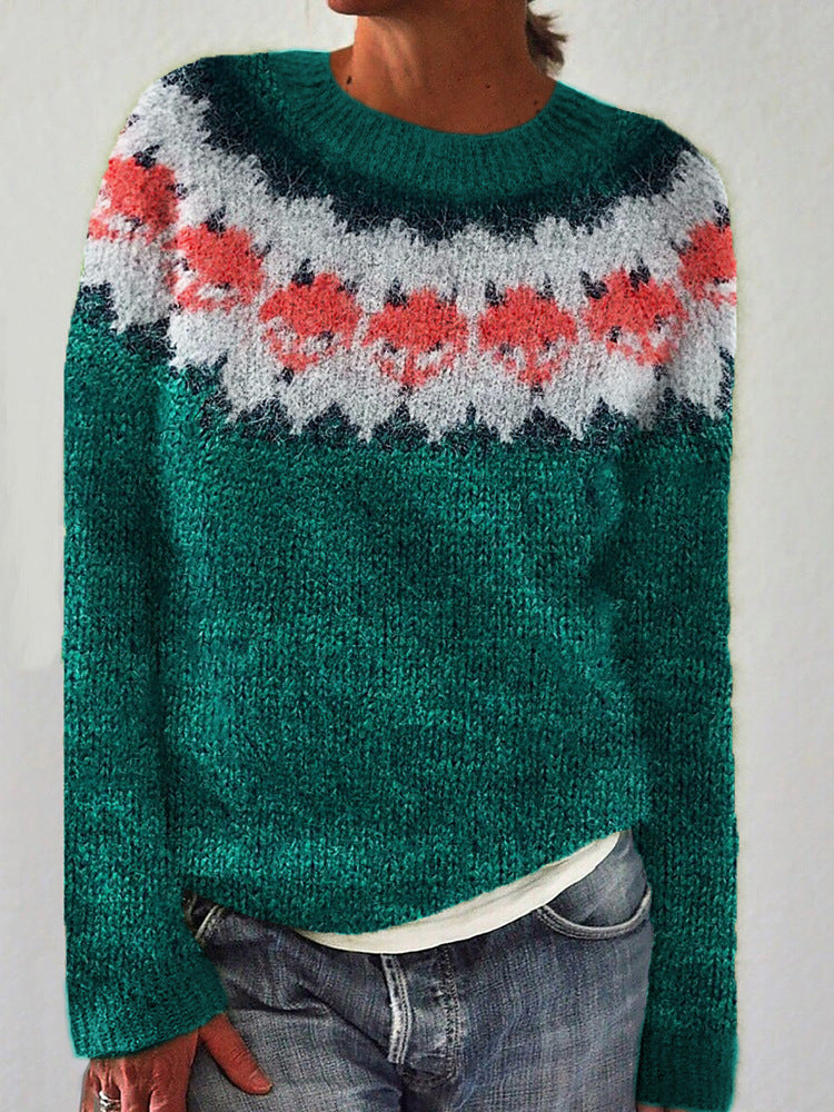 Damen nan Norwegerpullover aus Wollmix mit Rundhalsausschnitt und traditionellem Fair-Isle-Yoke Drune