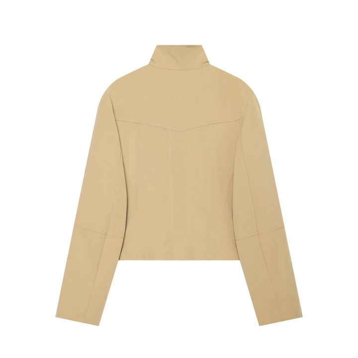 Damen Kurzgeschnittene doppeltreihige Utility-Jacke mit hohem Stehkragen Drune