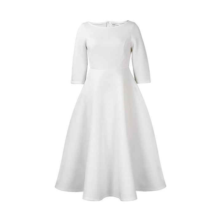 Damen A-Linien Kleid mit elegantem Rundhalsausschnitt und schwingendem Rock Drune