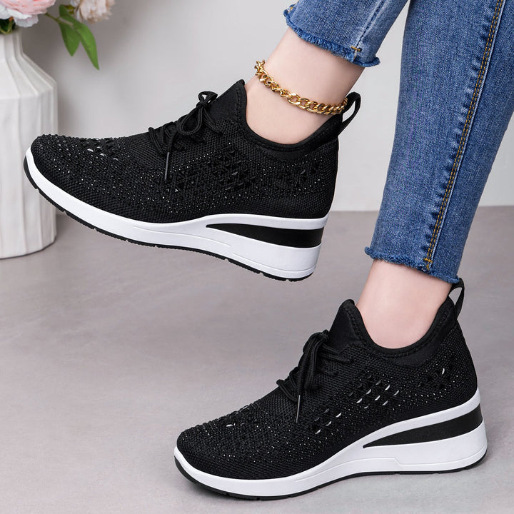 Damen Sportliche Sneakers mit Strass-Applikationen und atmungsaktivem Obermaterial Drune