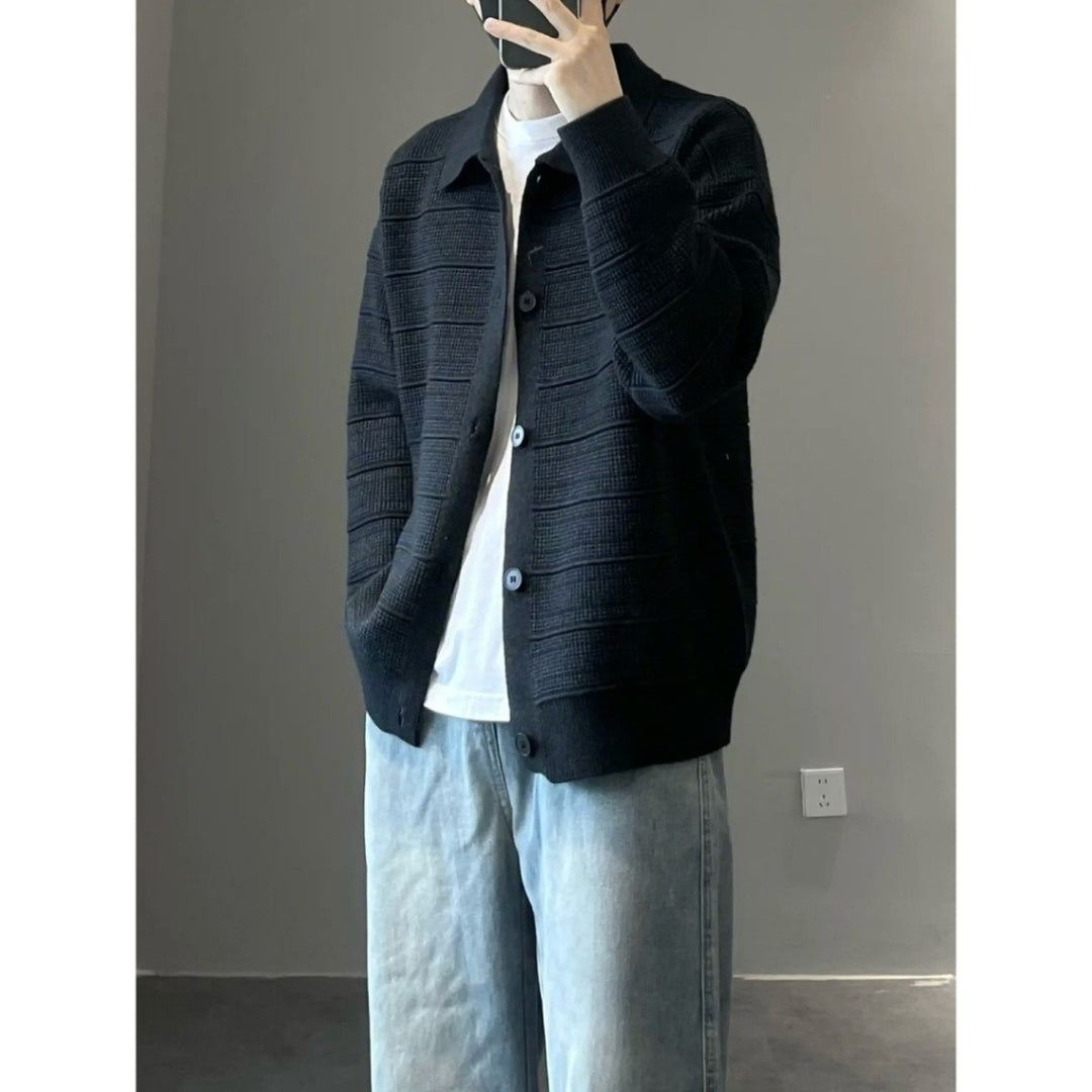 Herren Modische Strickjacke mit strukturiertem Design Drune