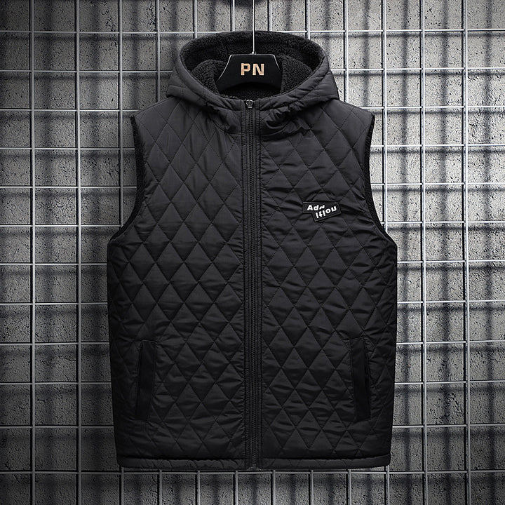 Herren Teddy-Fleece-Weste mit Stehkragen, Reißverschluss und aufgesetzten Taschen Drune
