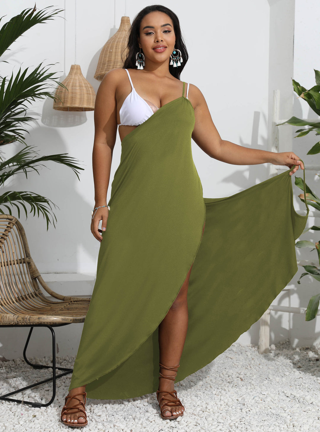 Damen Maxi-Kleid mit angesagtem Wickeldesign Drune