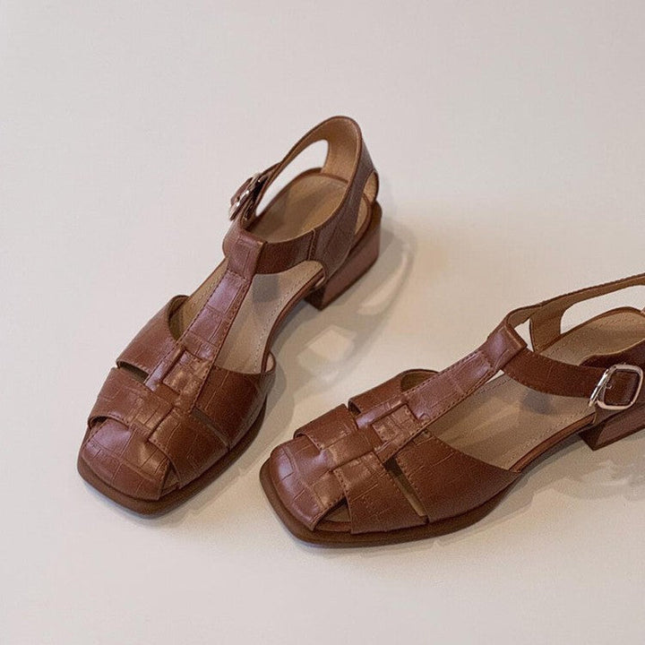 Damen Slingback Sandalen mit stilvollem Krokodillederdesign Drune