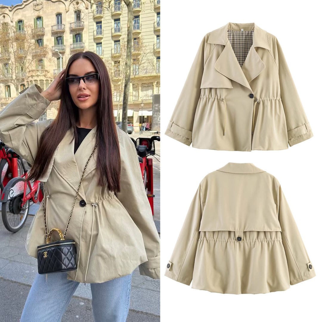 Damen Kurzer Trenchcoat mit Kordelzug-Taillierung Drune