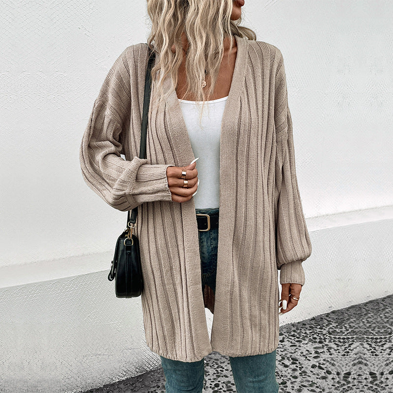 Damen Lässiger Strickmantel mit Taschen Drune