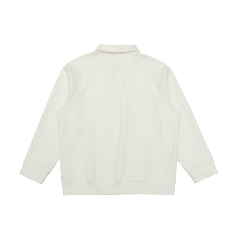 Unisex Poloshirt-Strickpullover mit Zopfmuster, Boxy‑Schnitt und Hemdkragen Drune