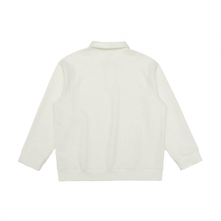 Unisex Poloshirt-Strickpullover mit Zopfmuster, Boxy‑Schnitt und Hemdkragen Drune