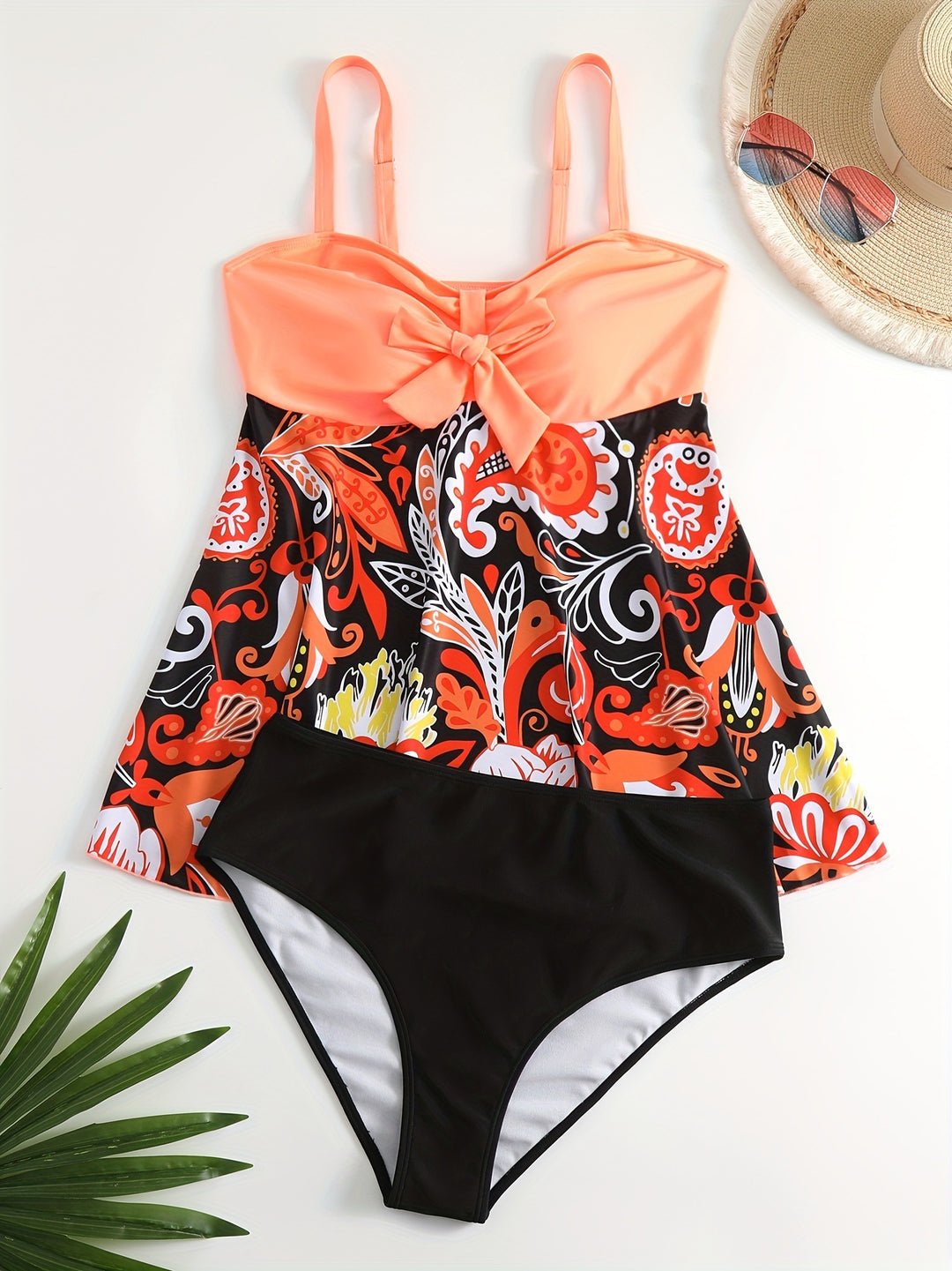 Damen Tankini Set mit verspieltem Druck und modischen Details Drune