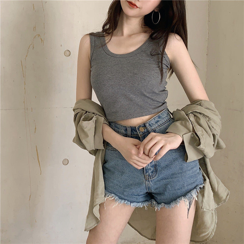 Damen Crop-Top aus atmungsaktiver Baumwolle mit schmalem Schnitt Drune